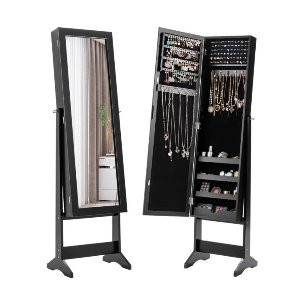 Hivvago Mirrored Standing Jewelry Cabinet Storage Box