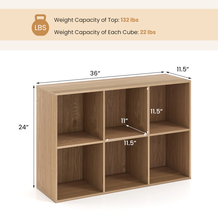 Hivvago Modern 6-Cube Bookcase with Anti-tipping Kits for Bedroom Living Room