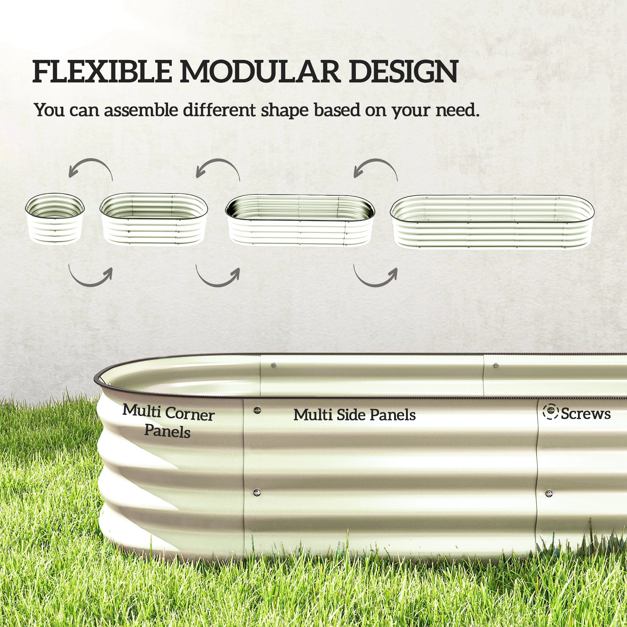 HONGGE Galvanized Raised Garden Bed Kit, Metal Planter Box with Safety Edging