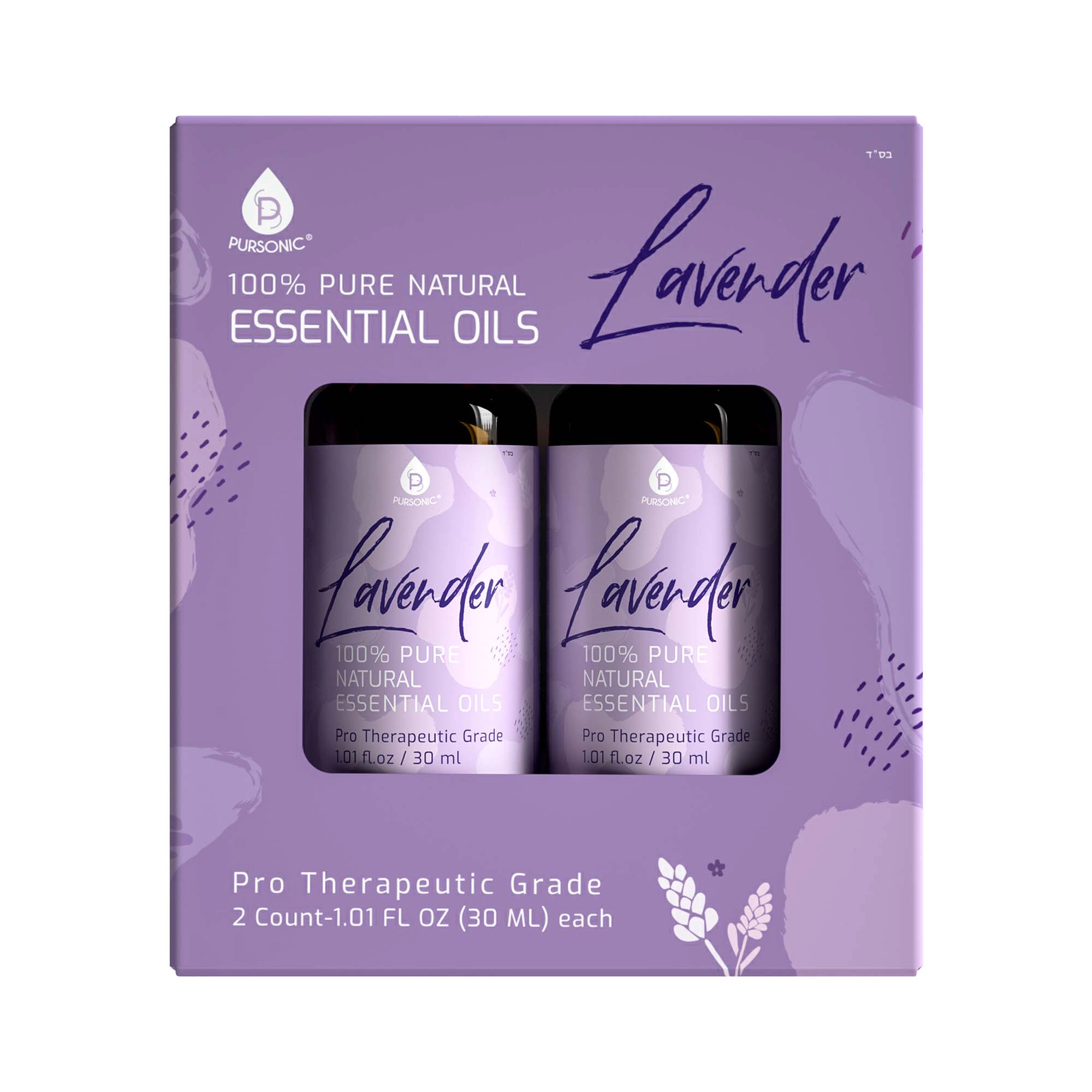 Pursonic Unisex 100% Natural Lavender Essential Oils, Pro Therapeutic Grade - 2 Count 30ML Each