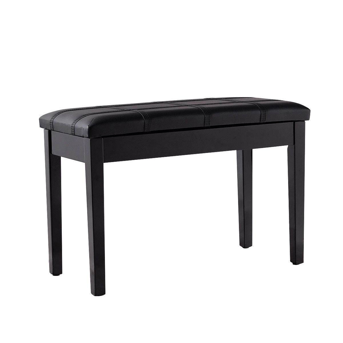 Hivvago PU Leather Upholstered Double Piano Bench with Solid Wood Frame and Hidden Storage