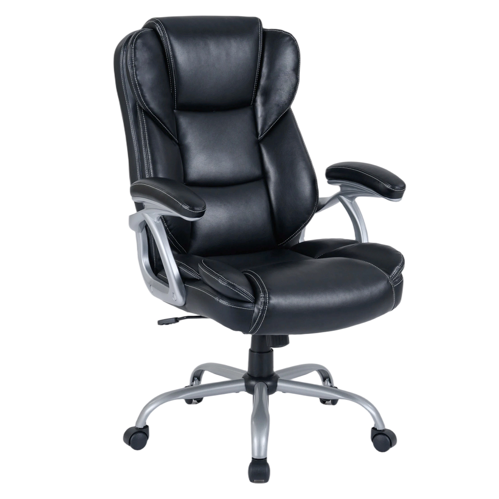 SUGIFT High Back Padded Armrests Zoned Backrest Leather Executive Office Chair 28-in x 30-in x 43.5-in 330-lb Black