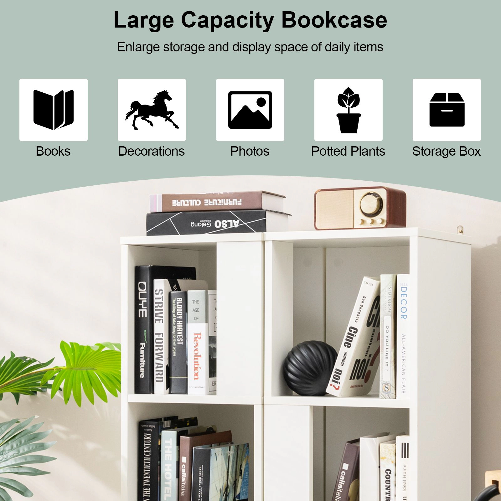 SlickBlue 3 Tier Geometric Bookshelf with Open Shelves