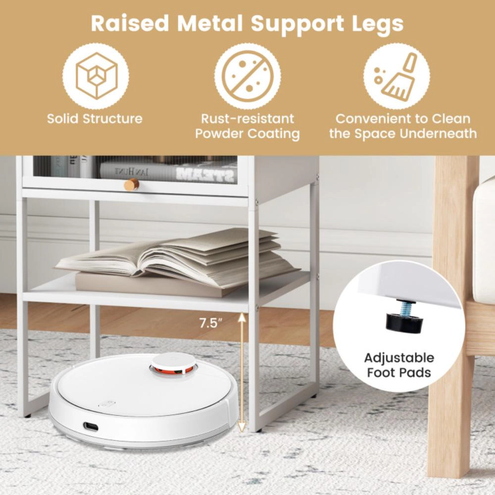 Hivvago Bedside Table with Lift-Up Door and Storage Shelf