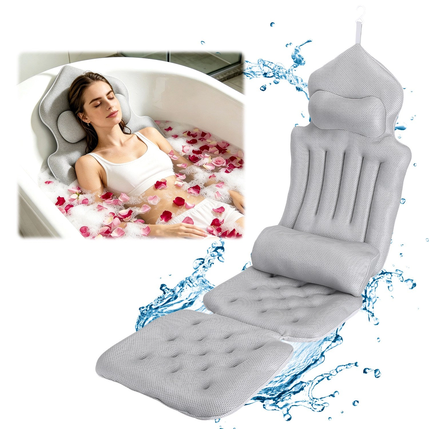 GBruno Quick-Drying Full Body Bath Pillow With Lumbar