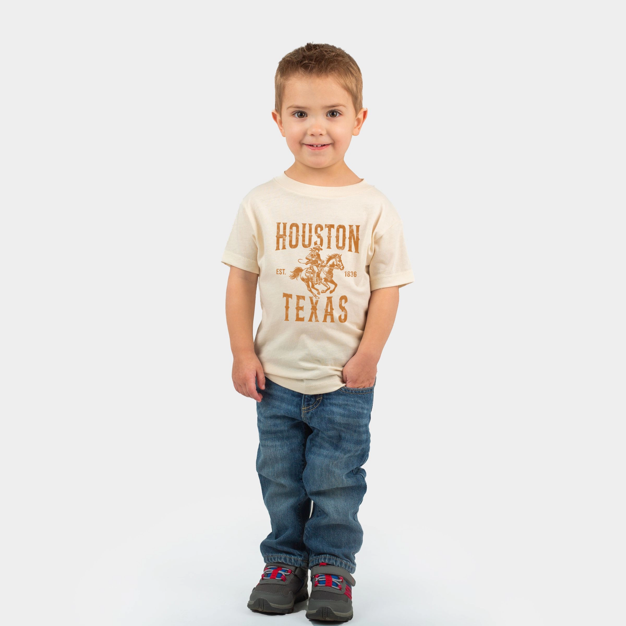 The Juniper Shop - Houston Texas Cowboy Distressed Toddler Short Sleeve Graphic T-Shirt