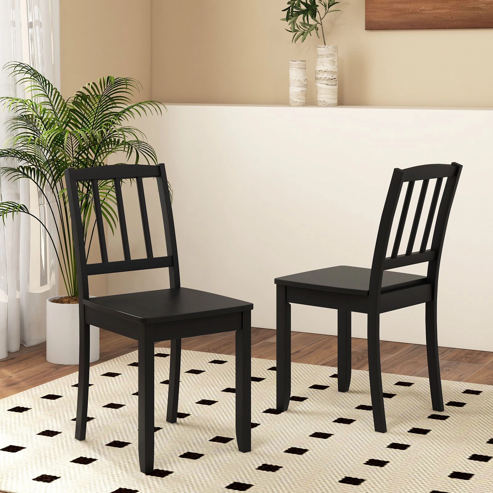 SlickBlue Unisex Set of 2 Wooden Dining Chairs with Rubber Wood Legs