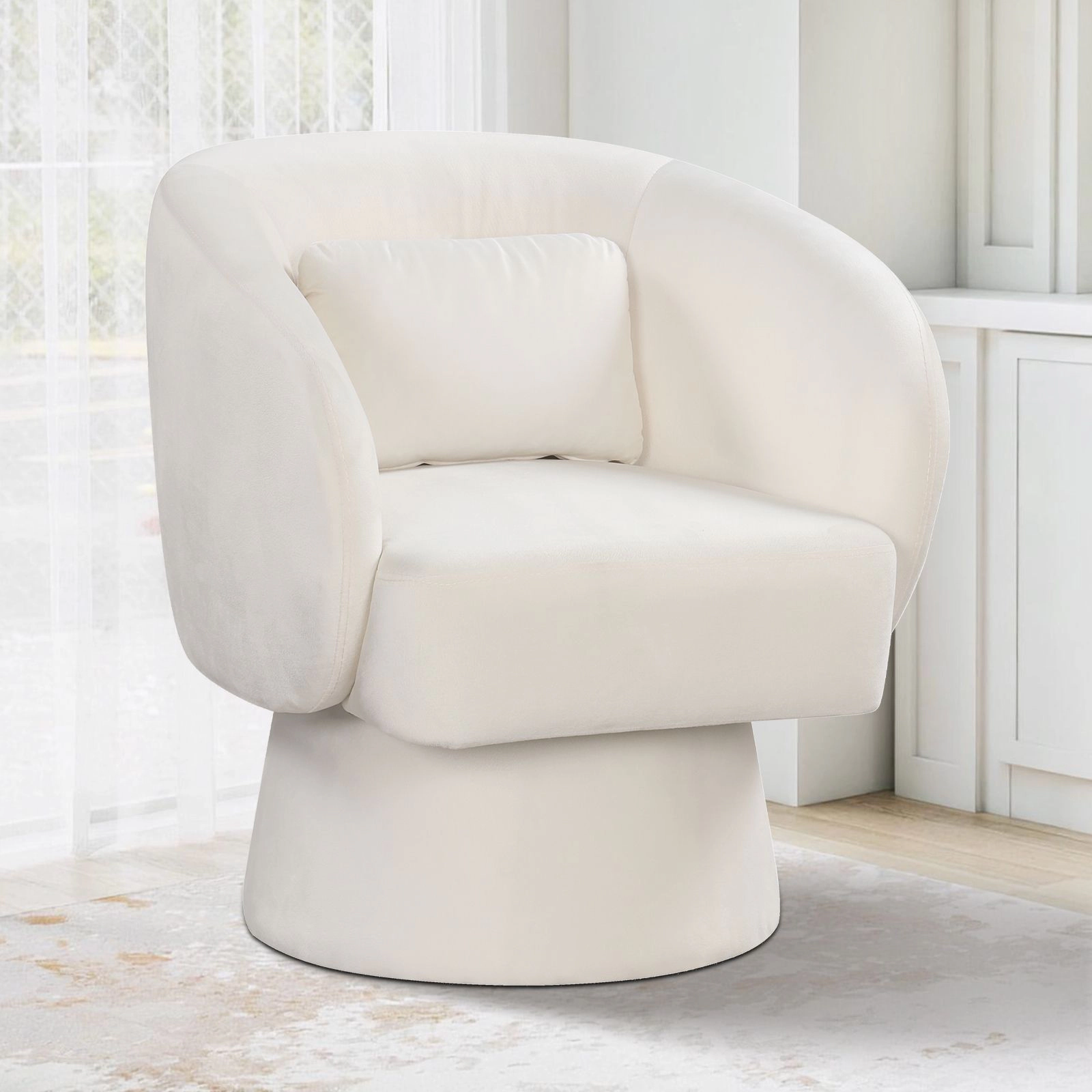 SlickBlue Unisex 360° Swivel Accent Chair with Lumbar Pillow