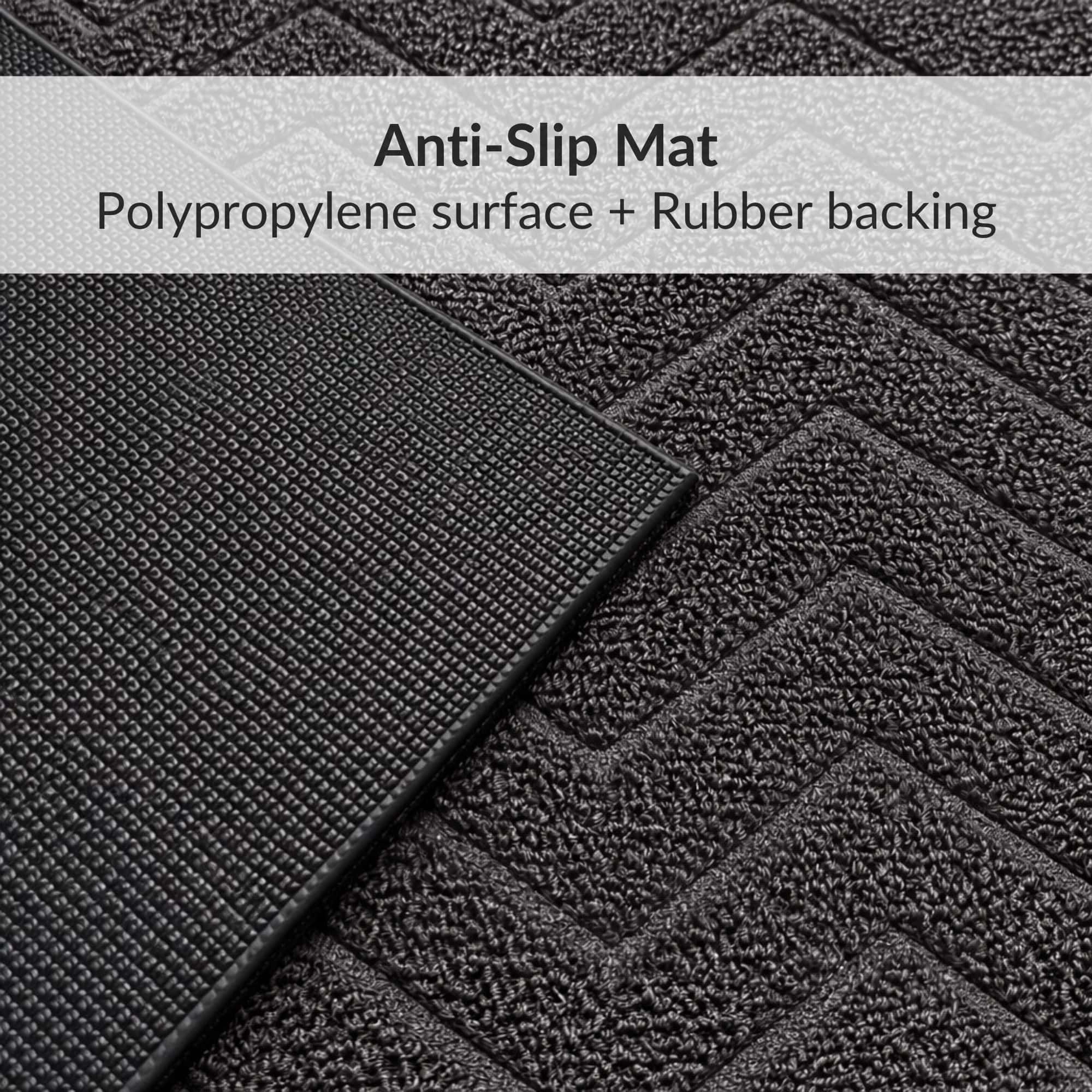 Evideco French Home Goods Dark Gray Chevron Runner Polypropylene Doormat 47.2 x 17.7 Inches