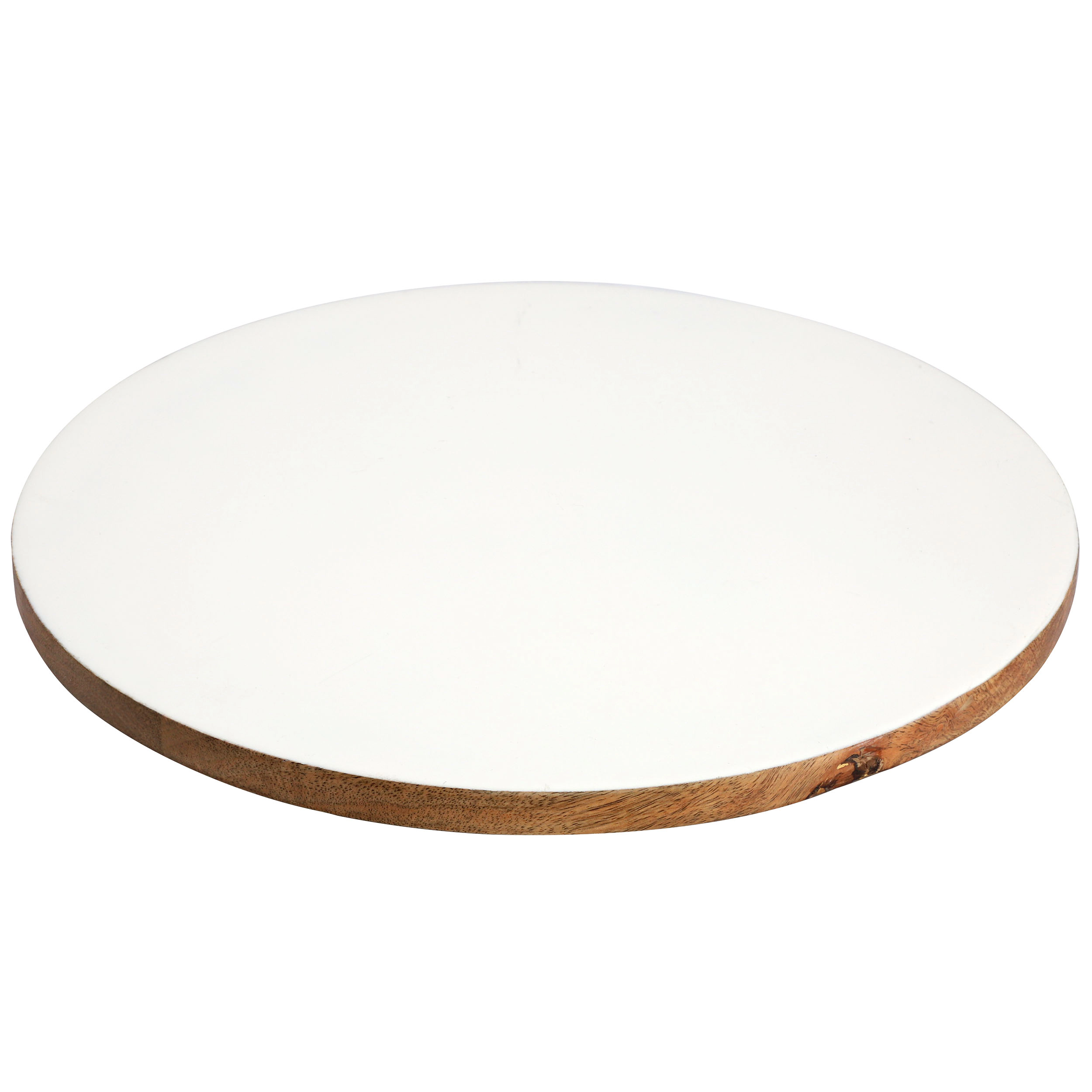 Gibson Home 14 Inch Wood Lazy Susan Serving Board in White