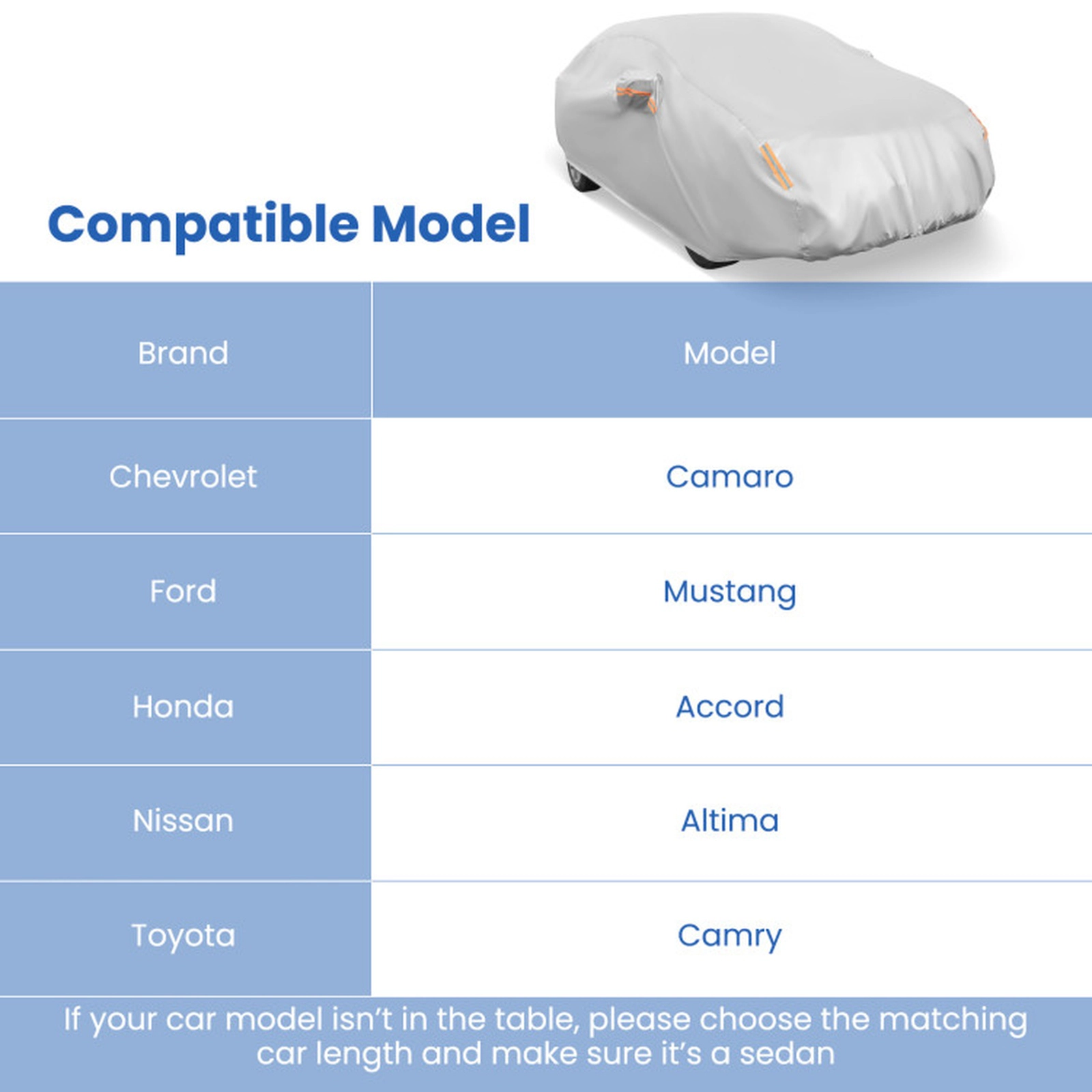 SUGIFT 193-in Universal Fit Sedan Car Cover with Waterproof UV and Snow Protection and Mirror Pockets
