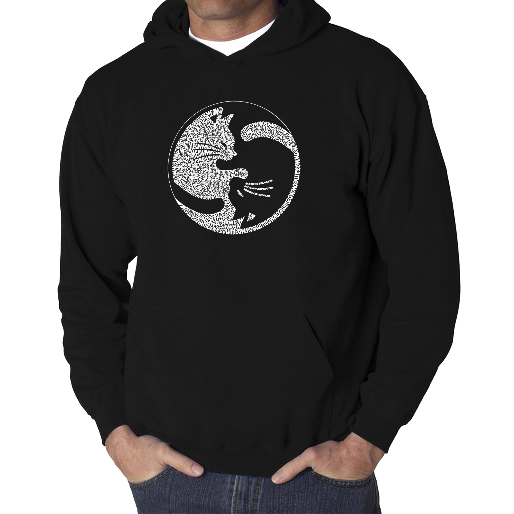 LA Pop Art Yin Yang Cat - Men's Word Hooded Sweatshirt