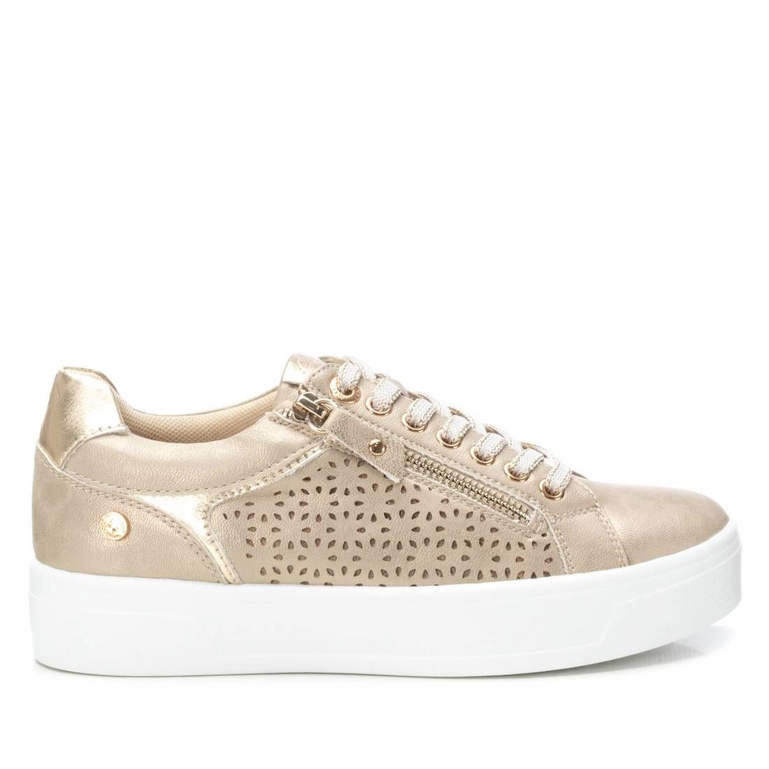 XTI Women's Sneakers Gold, Round Toe, Flat Heel