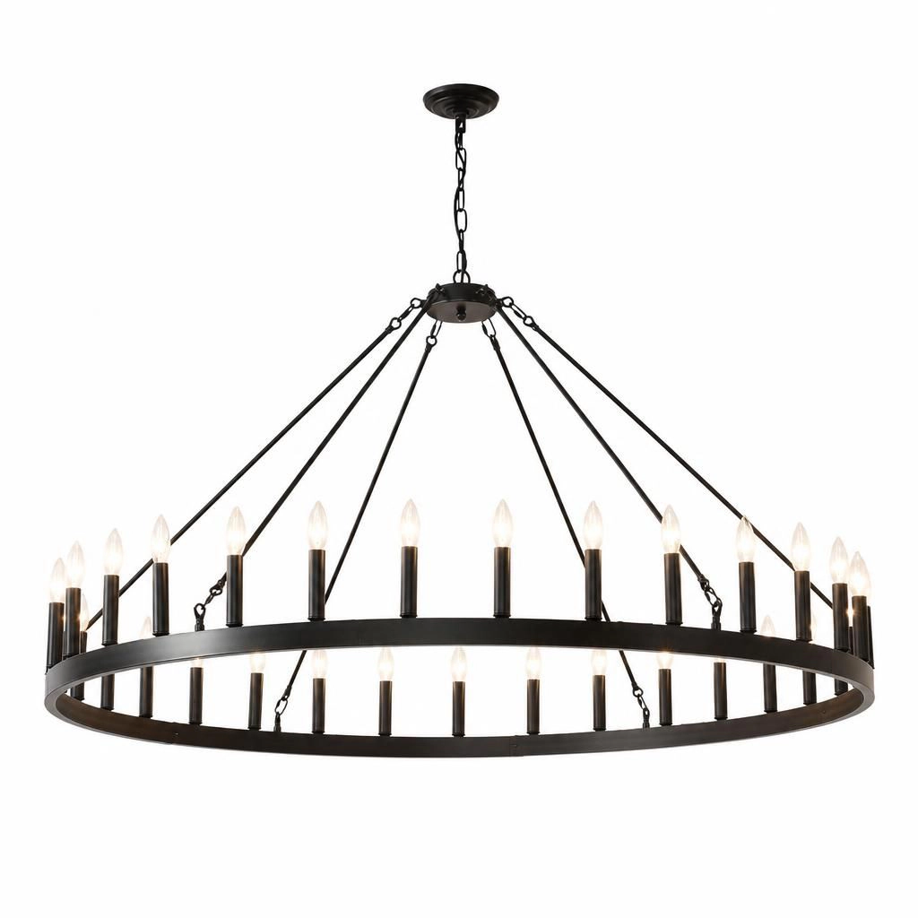 ELEMENT ACE Round Iron Frame Hanging Ceiling Chandelier