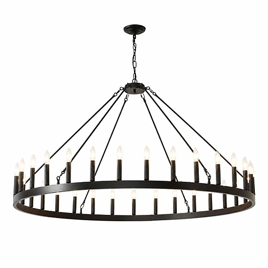 ELEMENT ACE Round Iron Frame Hanging Ceiling Chandelier