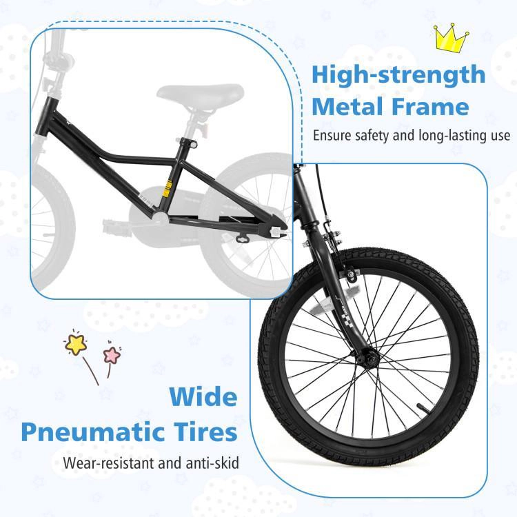 SUGIFT Black Low Step Frame Removable Training Wheels and Chain Guard Kids 18 Inch Bike