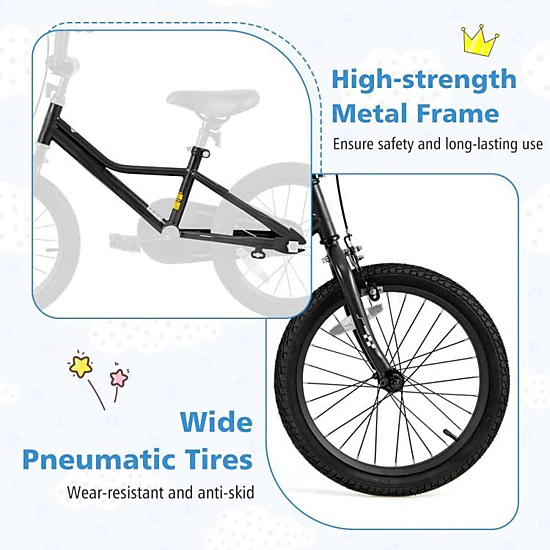 SUGIFT 18-in Black Kids Bike with Low Step Frame Removable Training Wheels and Chain Guard
