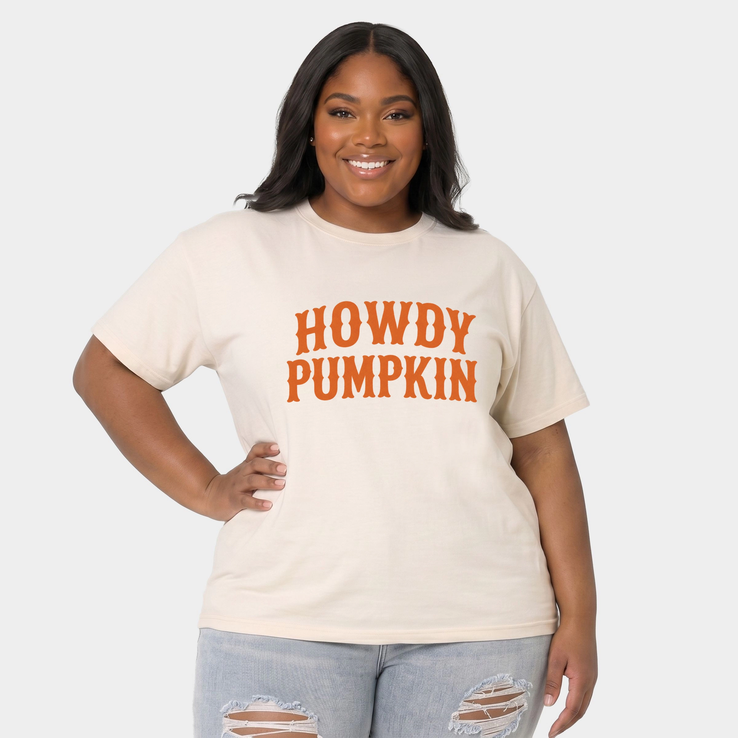 Simply Sage Market - Women's Plus Sized Garment Dyed Graphic T-Shirt Howdy Pumpkin Western