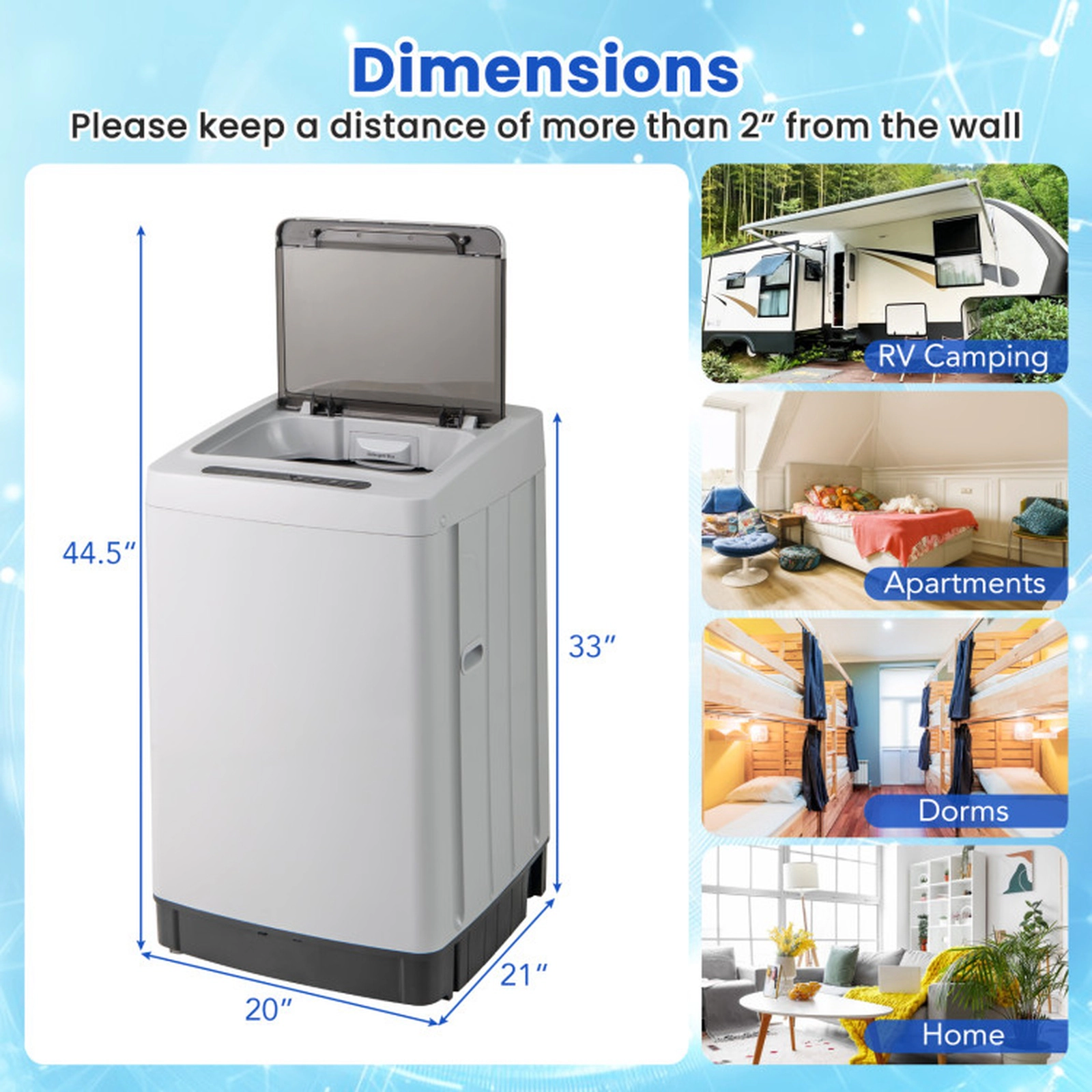 SUGIFT Gray 11-lb Full Automatic Portable Washing Machine with 8 Wash Programs 20-in W 21-in D 33-in H