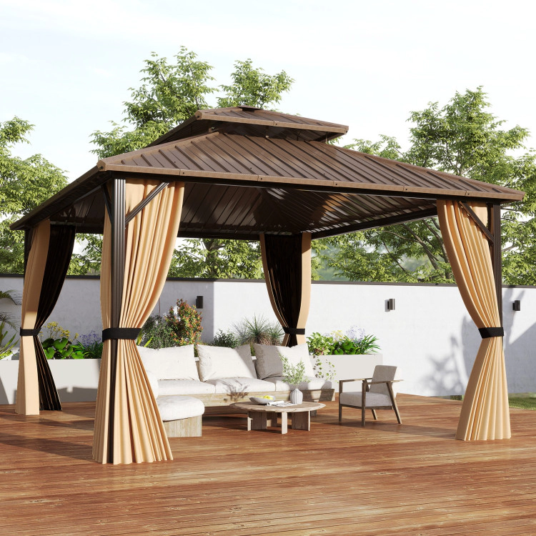 Hivvago 14 x 12 FT Hardtop Gazebo Outdoor Pergola for Patio Garden Deck Lawn Backyard Party Tent
