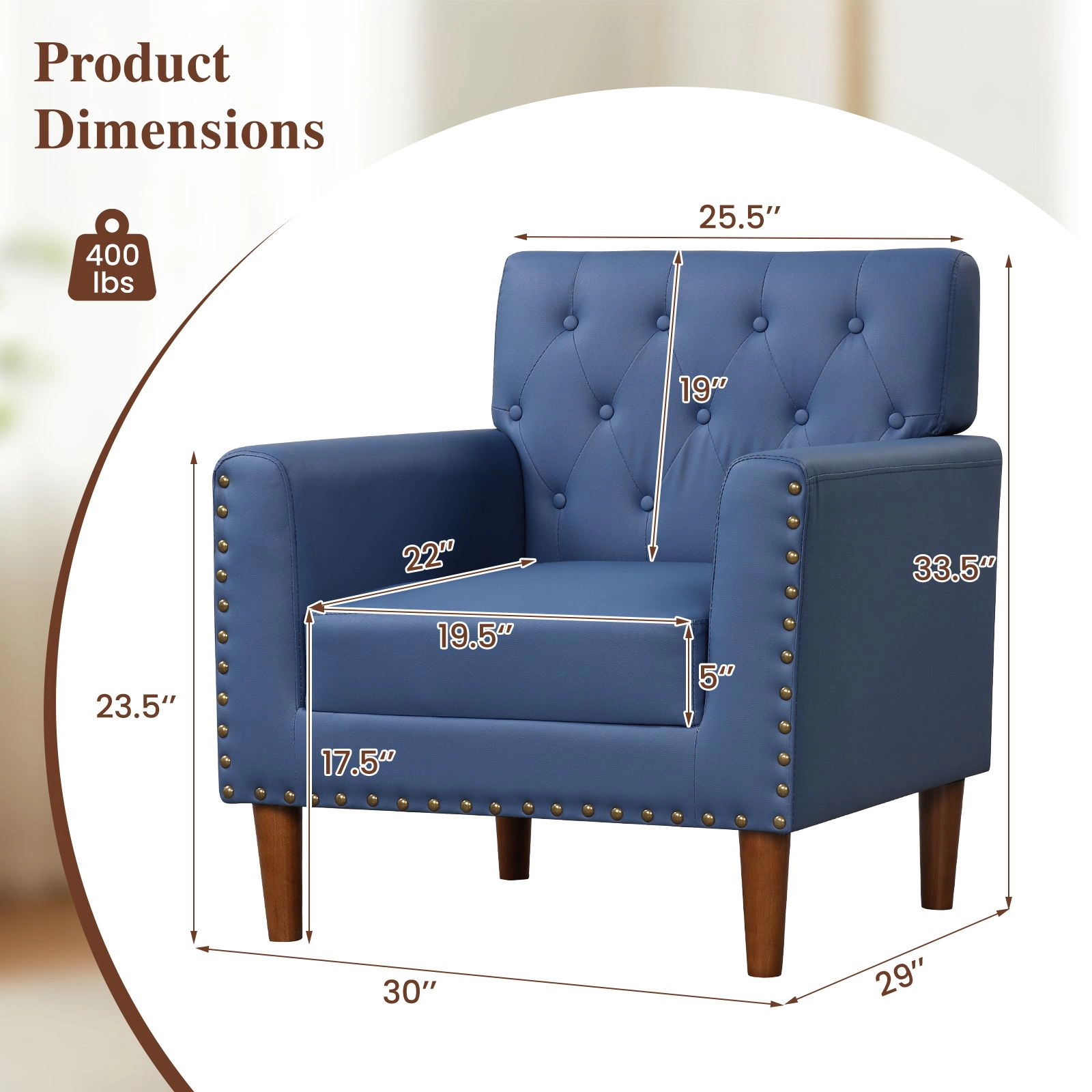 SlickBlue Unisex Modern Faux Leather Accent Chair