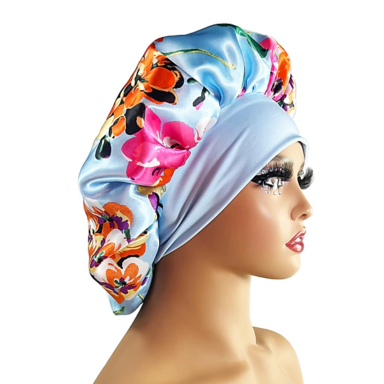 Wardrobe Whimsy Elastic Satin Sleep Bonnet for Women Hair Care Braids