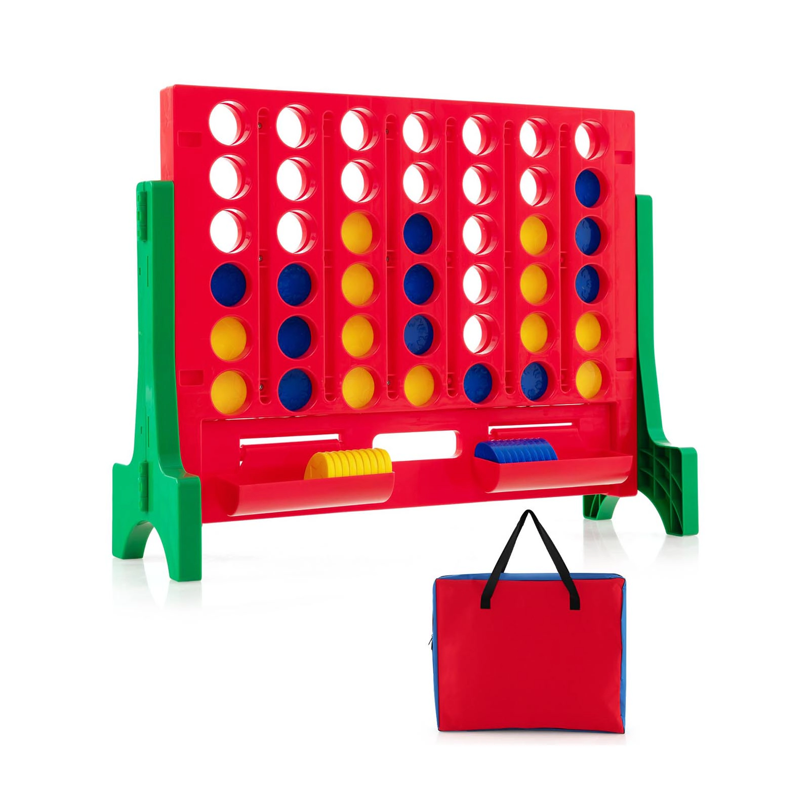 SUGIFT Jumbo 4-to-Score Connect Game Set with Carrying Bag and 42 Coins Tabletop or Wall-Mounted Board Green