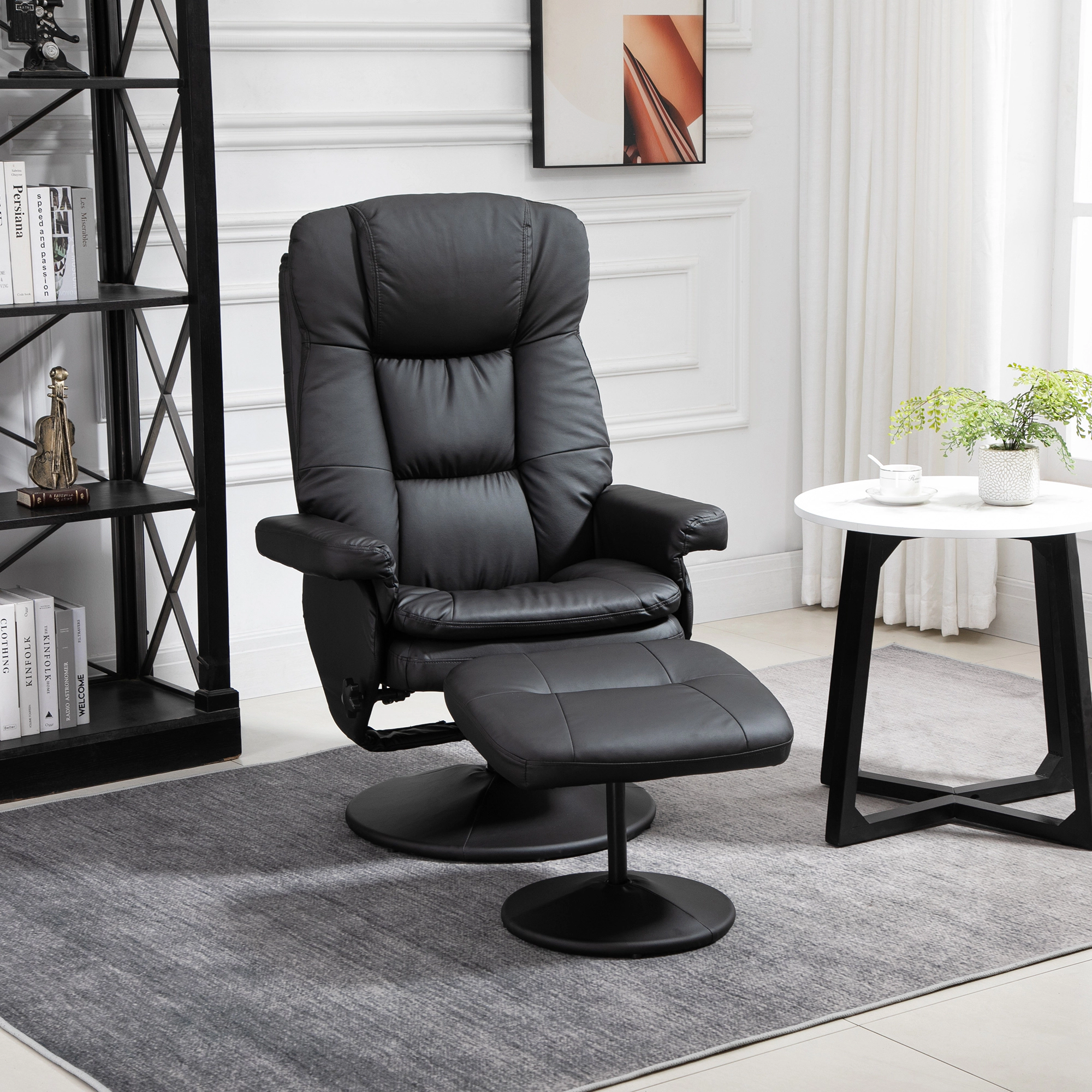 Hivvago Swivel Recliner Chair With Round Base And Ottoman