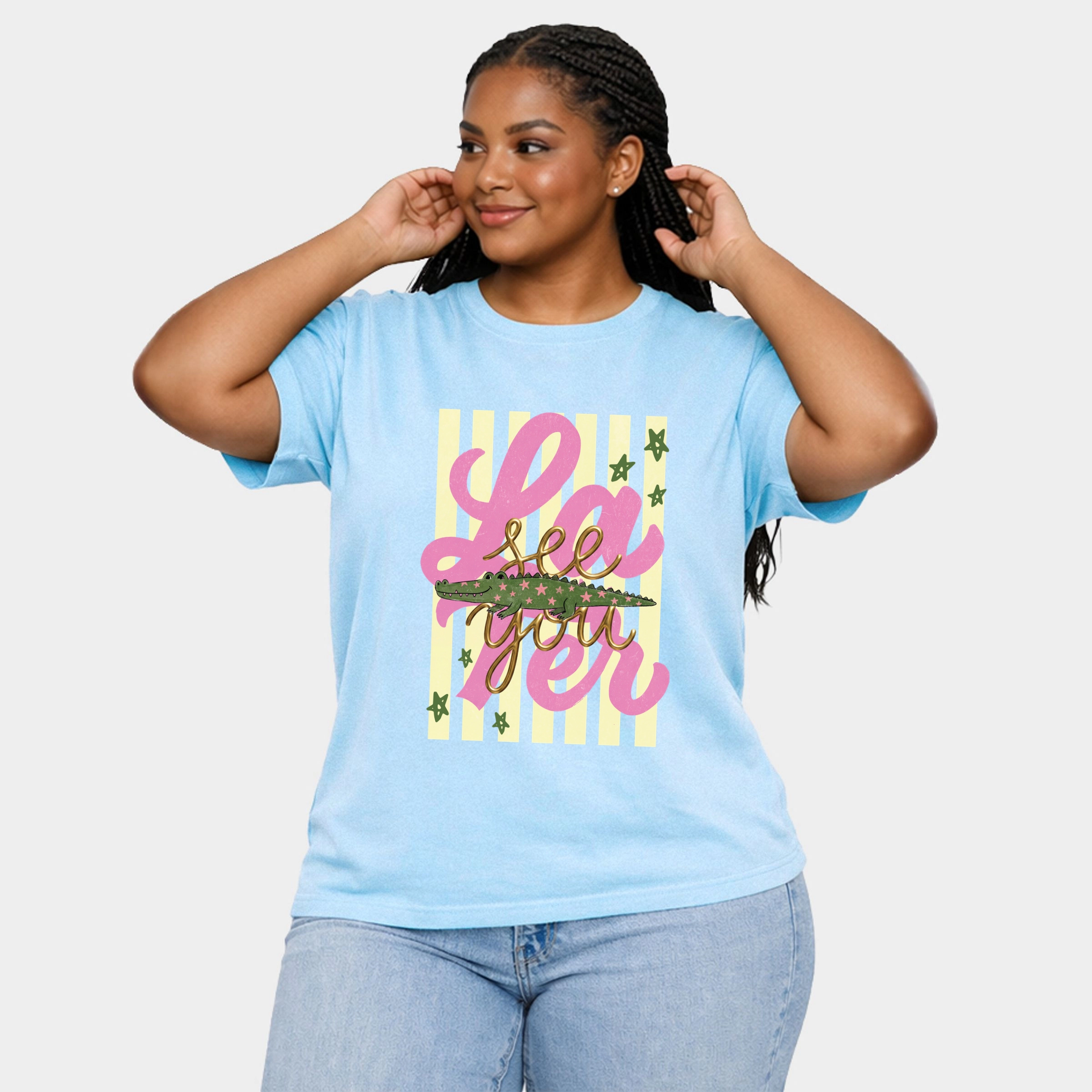 Simply Sage Market - See You Later Alligator Women's Plus Sized Garment Dyed Graphic T-Shirt