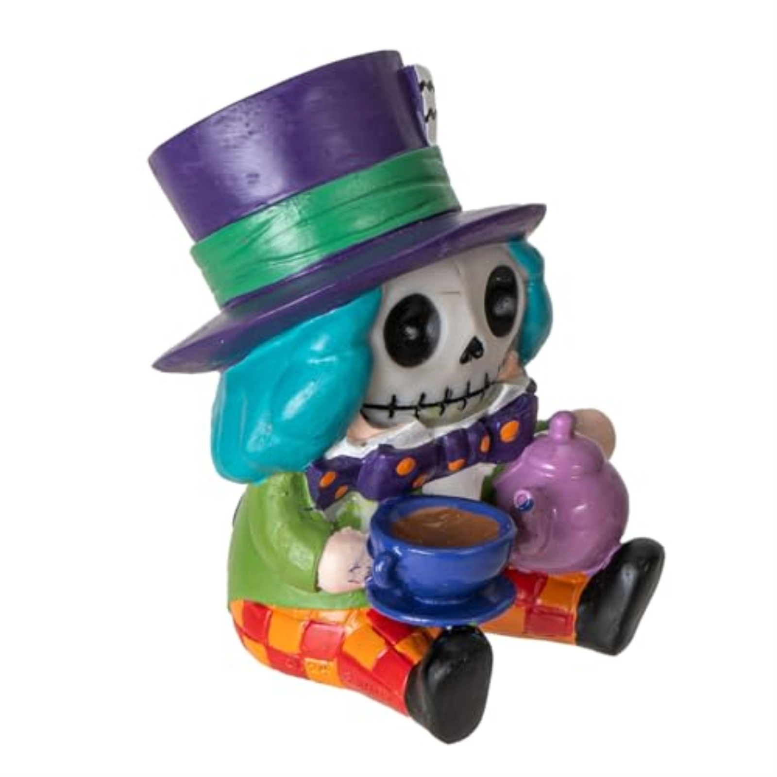 Pacific Giftware Furrybones Mad Hatter Skeleton in Costume Tea Party Collectible Figurine 3.4 inch