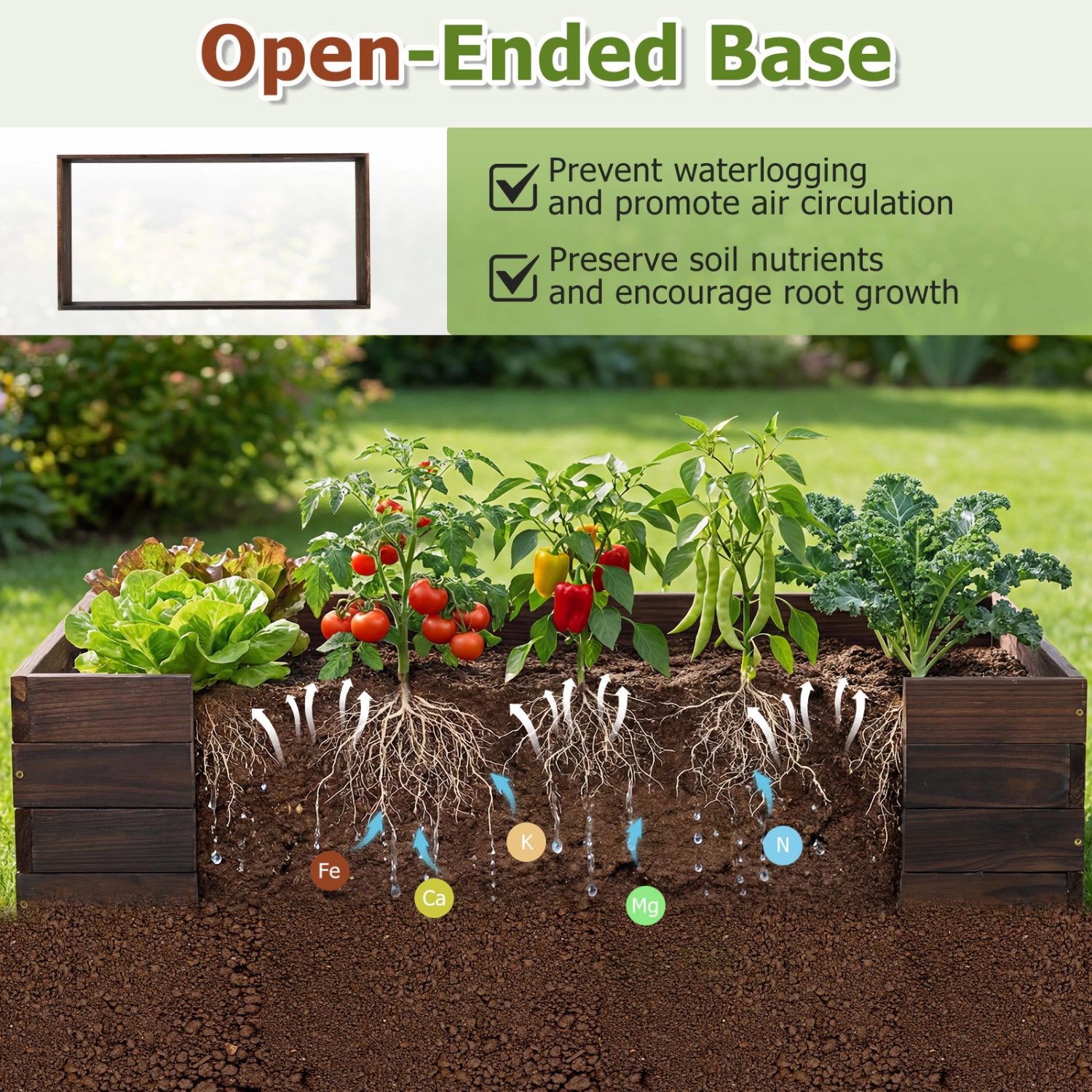 Hivvago Elevated Garden Bed with Wooden Frame