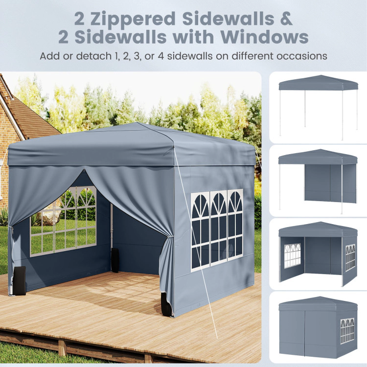 Hivvago 10 X FT Pop up Canopy Tent Outdoor Patio Commercial Sunshade Shelter with 4 Sidewalls