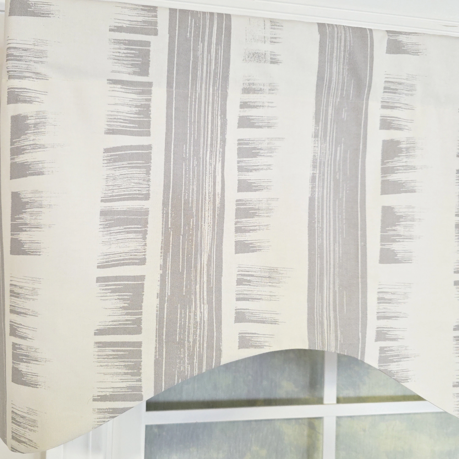 RLF Home 100% Cotton Jaspeado Cornice With Poly/Cotton Ivory lining Rod Pocket Valance 50" x 17" Gray