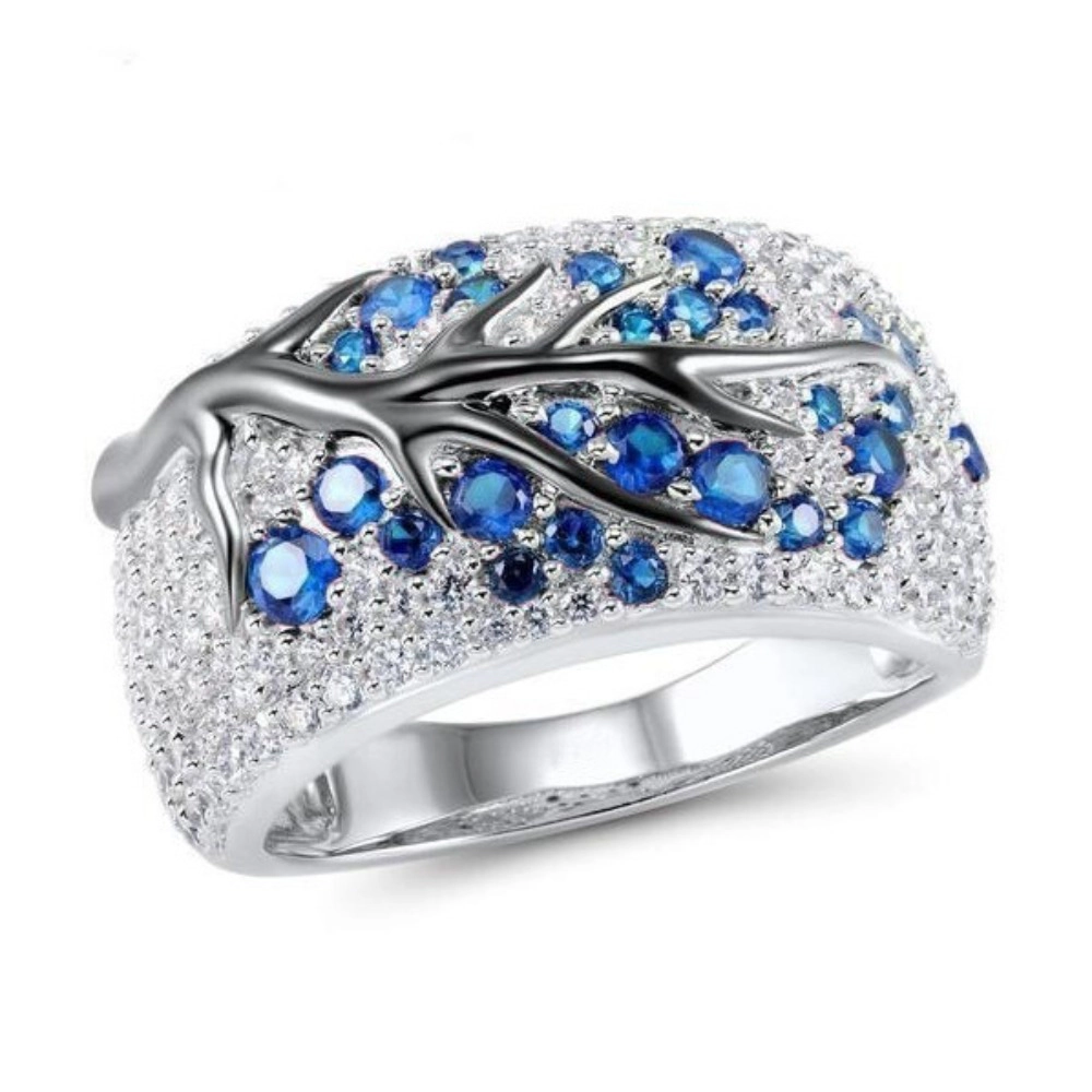 Fashion Shiny Tree Branch Ring of Colorful Crystal Zircon