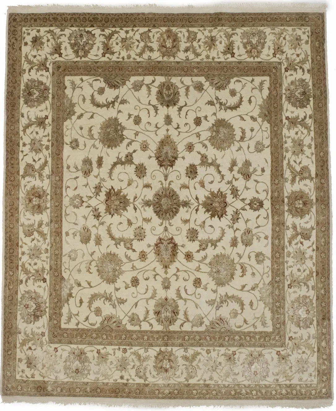 Magic Rugs Beige Floral 6X7 Indo-Tabriz Oriental Rug
