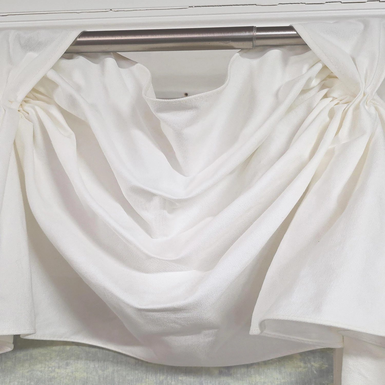 RLF Home Soft Duck 3-S Victory 100% Cotton Tab Top Swag Window Curtain 54" x 25" Off White