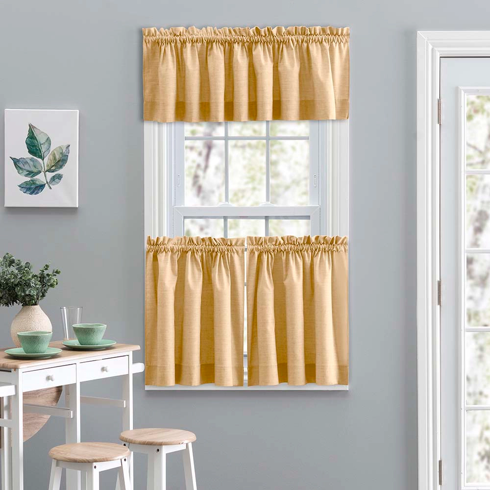 Ellis Curtain Lisa Solid Color Poly Cotton Duck Fabric Tailo Tier