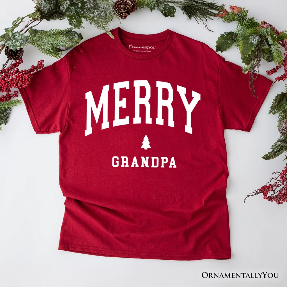 OrnamentallyYou Mens Merry Grandpa Retro Christmas T-Shirt