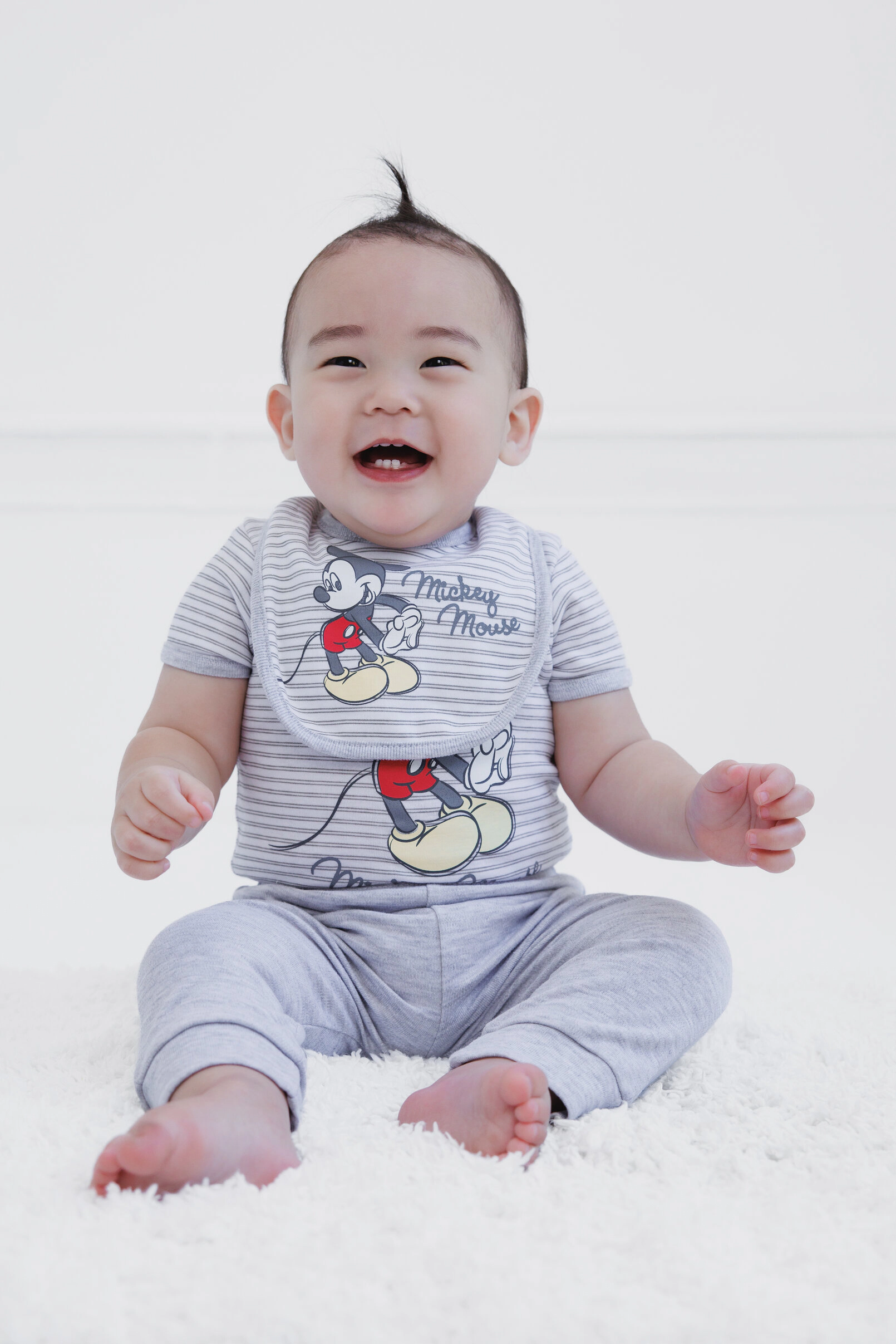 Disney Mickey Mouse Baby Boys' New Bodysuit and Pants Set with Hat Bib