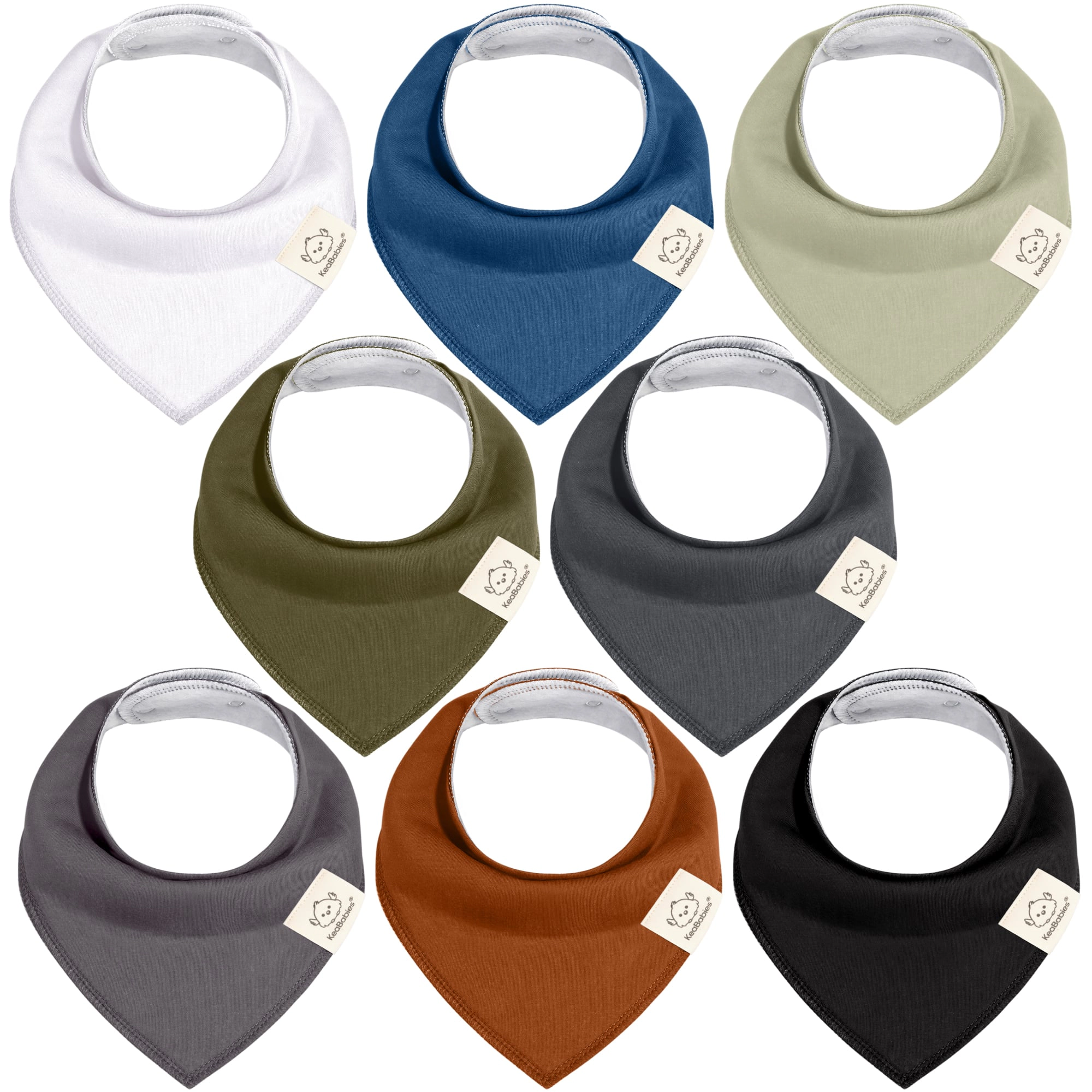 KeaBabies 8-Pack Organic Bandana Bibs for Baby Boys, Girls