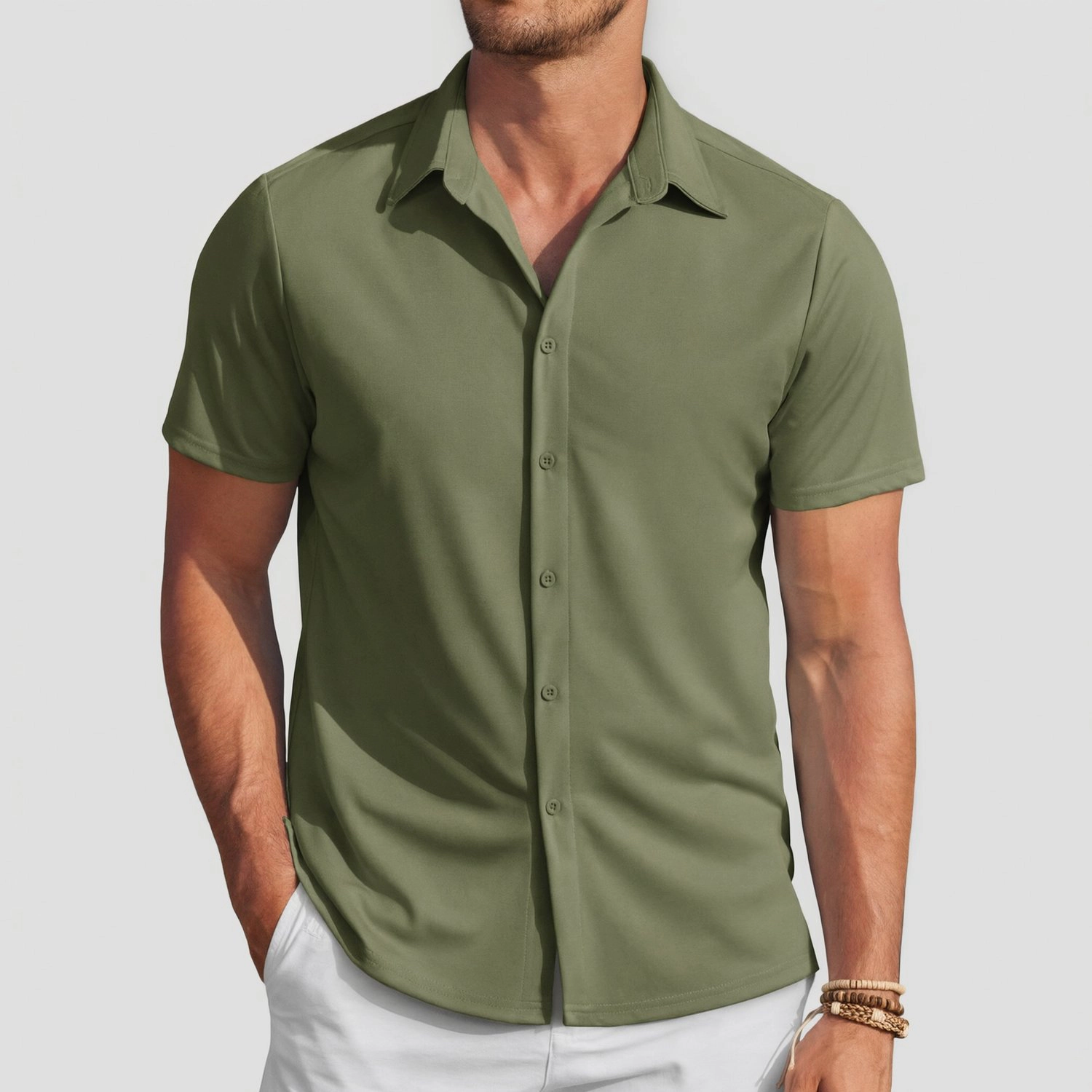 COOFANDY Mens Short Sleeve Button Down Shirts  Spread Collar Casual Tops