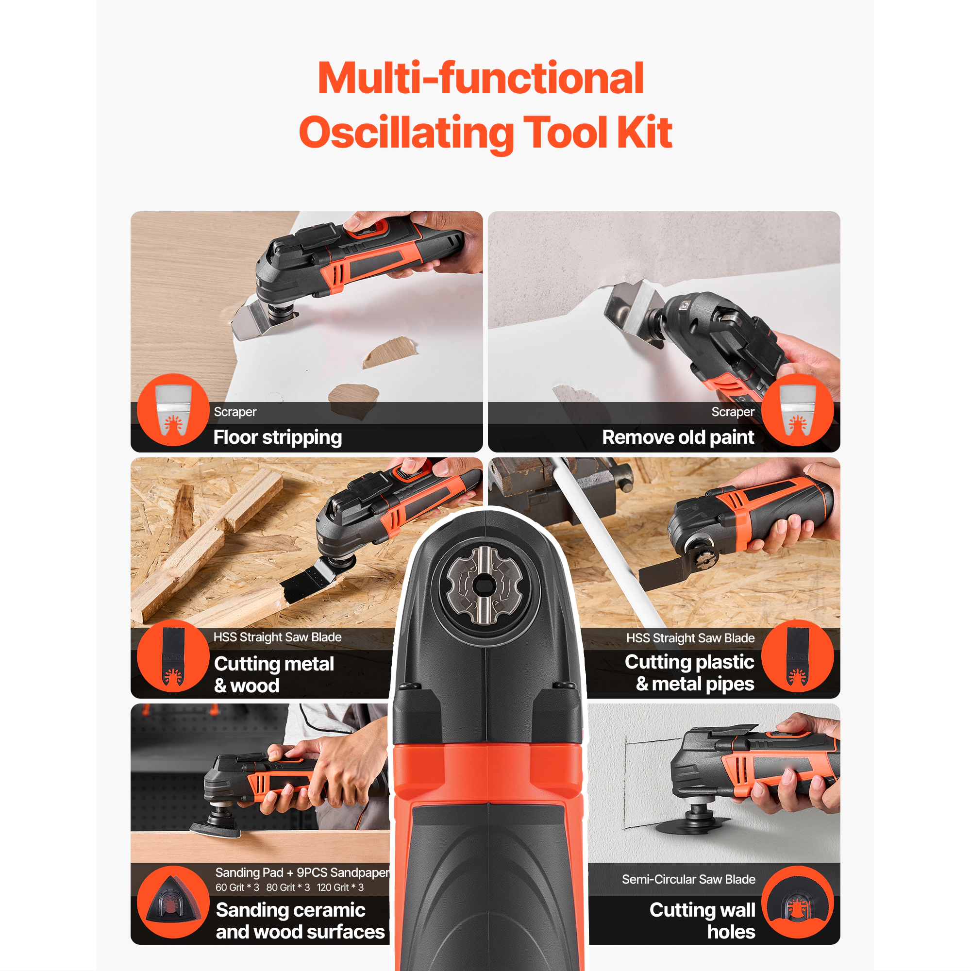 HONGGE Multitool Oscillating Tool Oscillating Multi Tool Corded with OPM Oscillating Angle Saw Accessories Tool