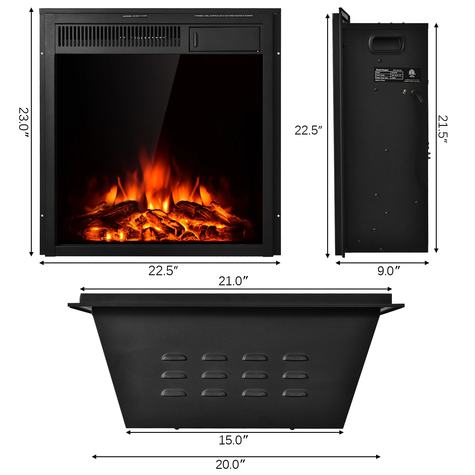 SlickBlue Electric Fireplace Heater with Remote and Touch Screen