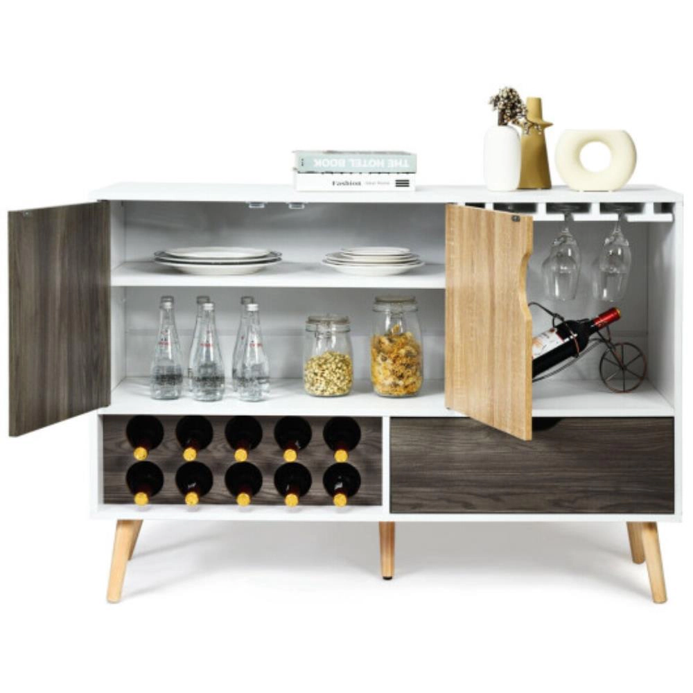 Hivvago Mid-Century Buffet Sideboard Wooden Storage Cabinet