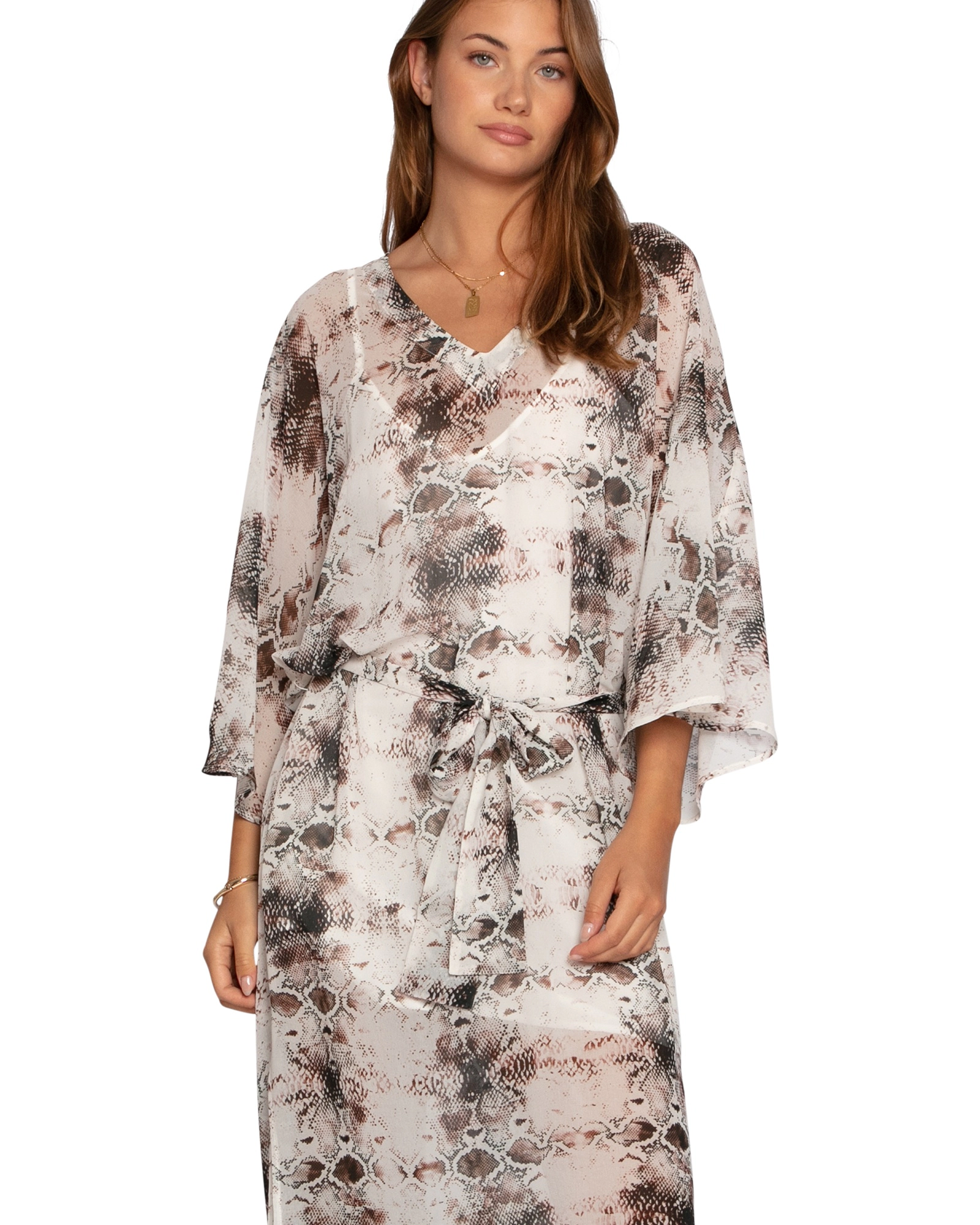 Belle & Bloom Heart On Fire Snake Print Kaftan