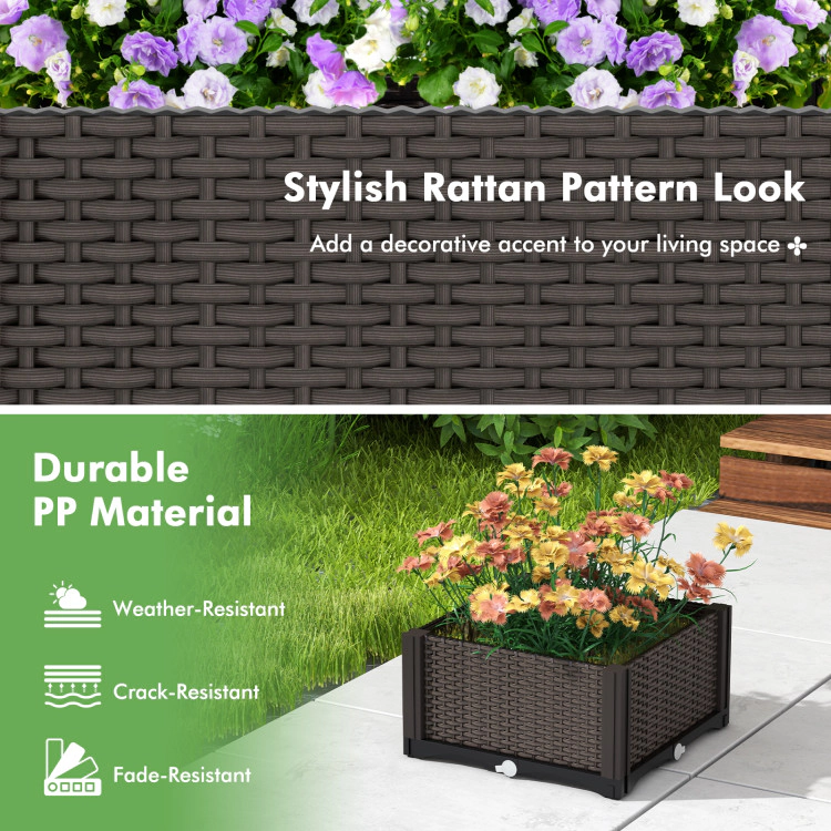 Hivvago 2 Set Elevated Plastic Raised Garden Bed Planter Kit for Flower Vegetable Grow