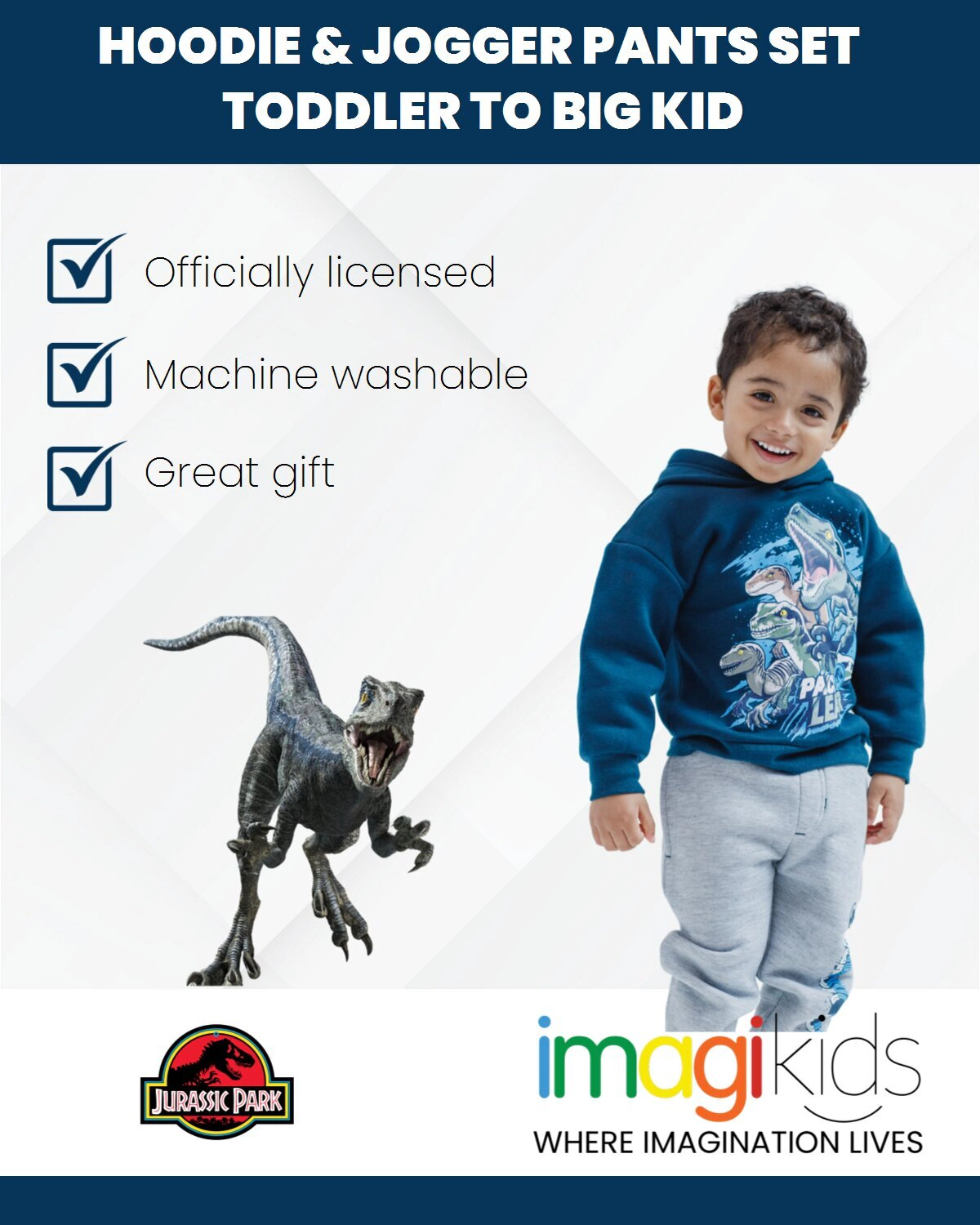 Jurassic World Jurassic Park T-Rex Boys' 2-Piece Fleece Hoodie and Pants Set