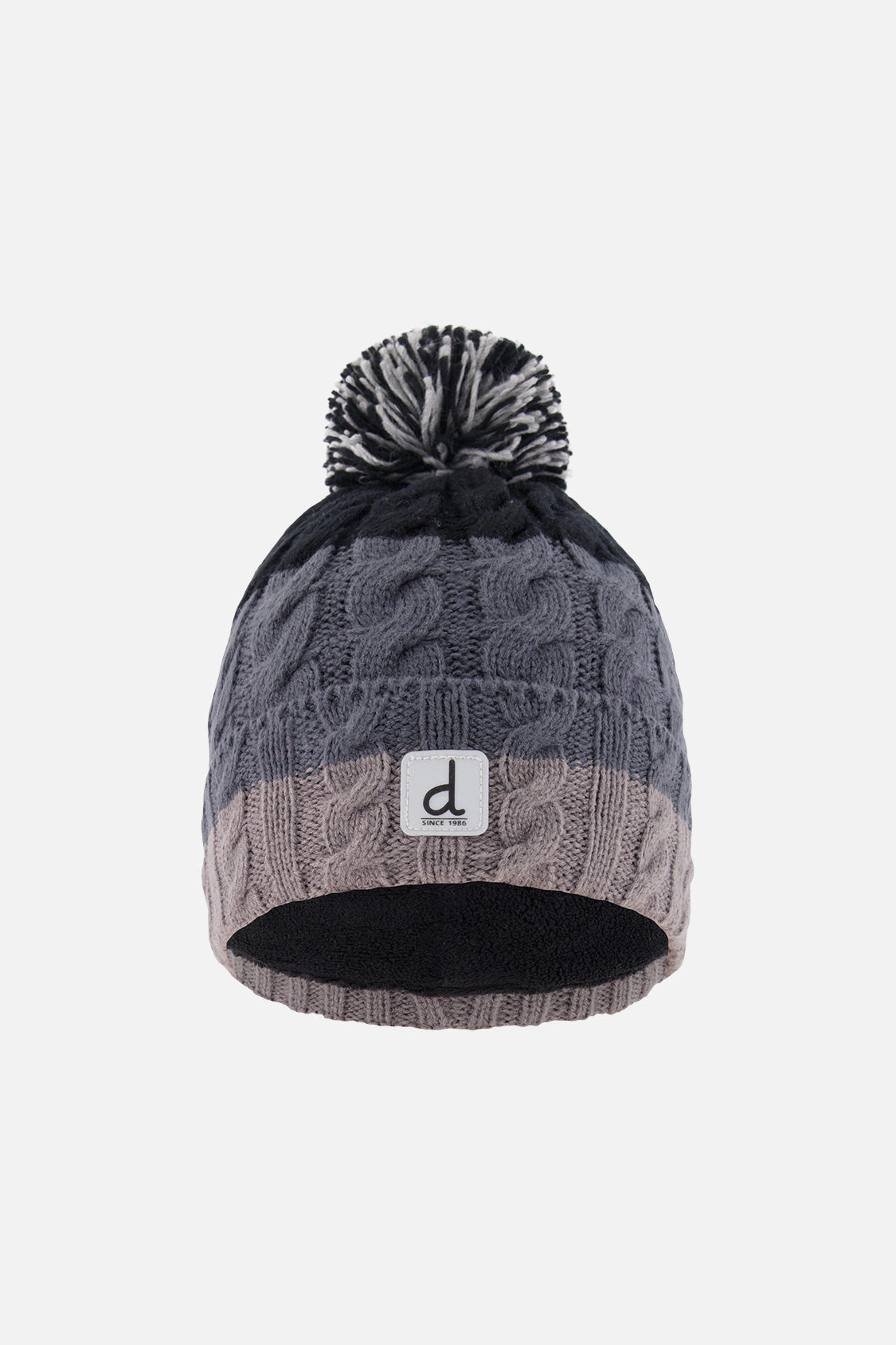 Deux par Boys Color Block Cable-Knit Winter Knit Hat with Pompom