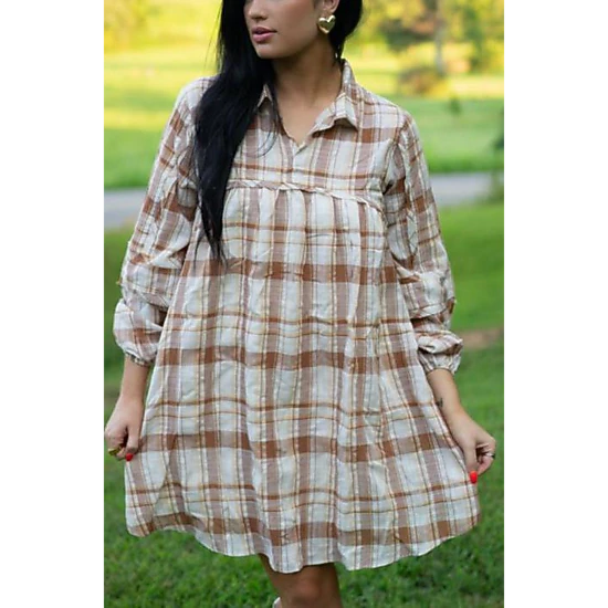 plaid babydoll dress Looking For You Navy Dress, X-Large - The Mint Julep Boutique Dramatic ruffled detailing Noah Plaid Baby Doll Dress