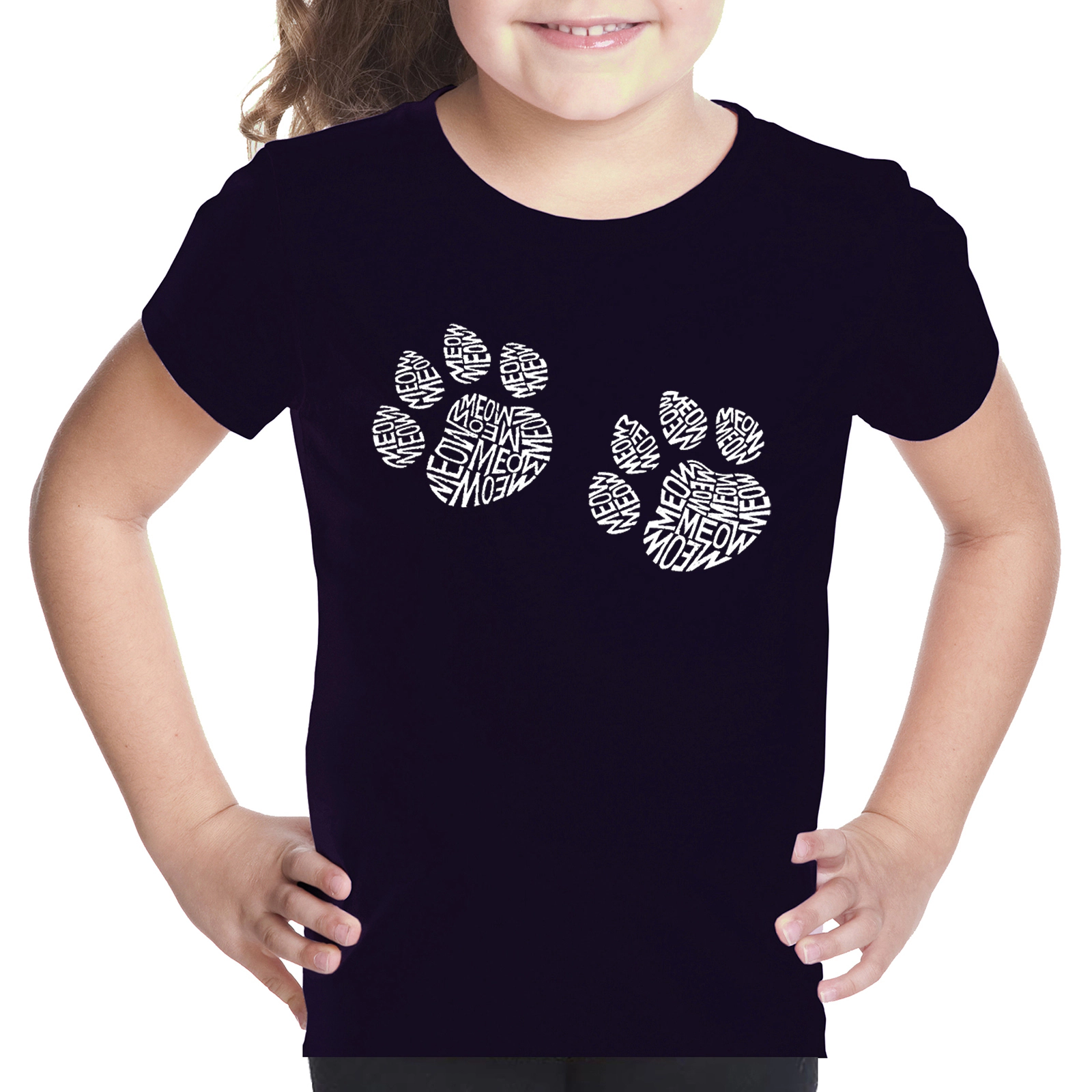 LA Pop Art Girls Word T-Shirt - Meow Cat Prints
